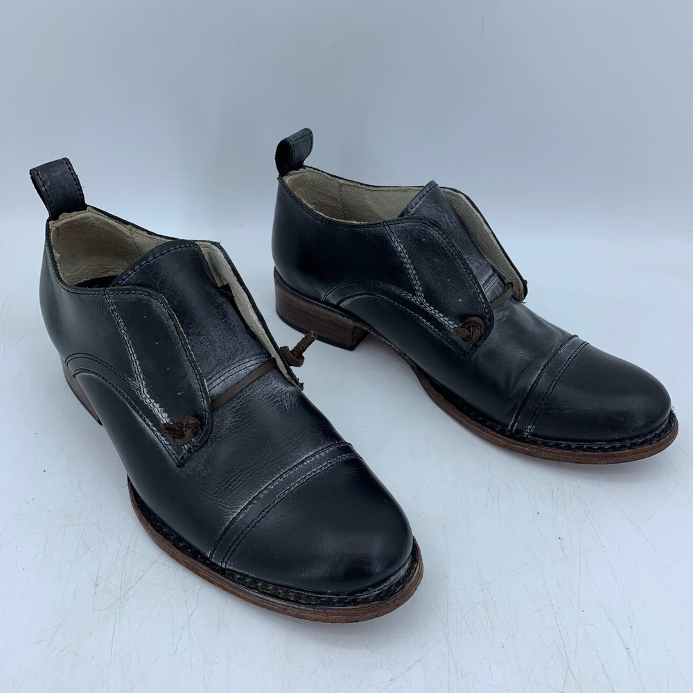 Freebird Mabel Black Leather Cap Toe Oxford Booties Shoes Women 9 Steampunk Goth